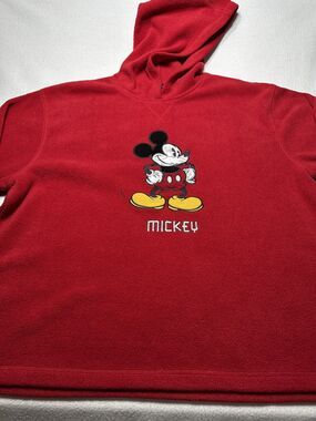 Disney Mickey Mouse Hooded Pullover Fleece Size Large - Minor Wear